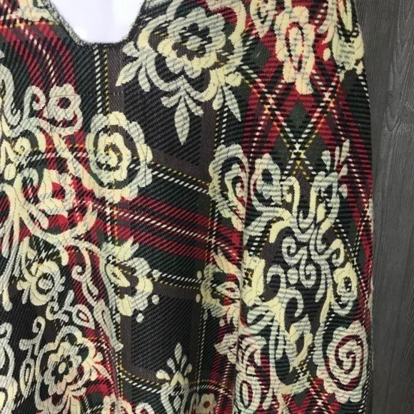 Oversized poncho floal scroll design fringe sweatshirt sweater xs - Picture 6 of 8